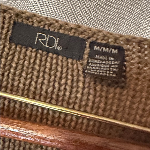 RDI Army Green Knit Sweater with Suede Elbow Patches - Picture 6 of 6